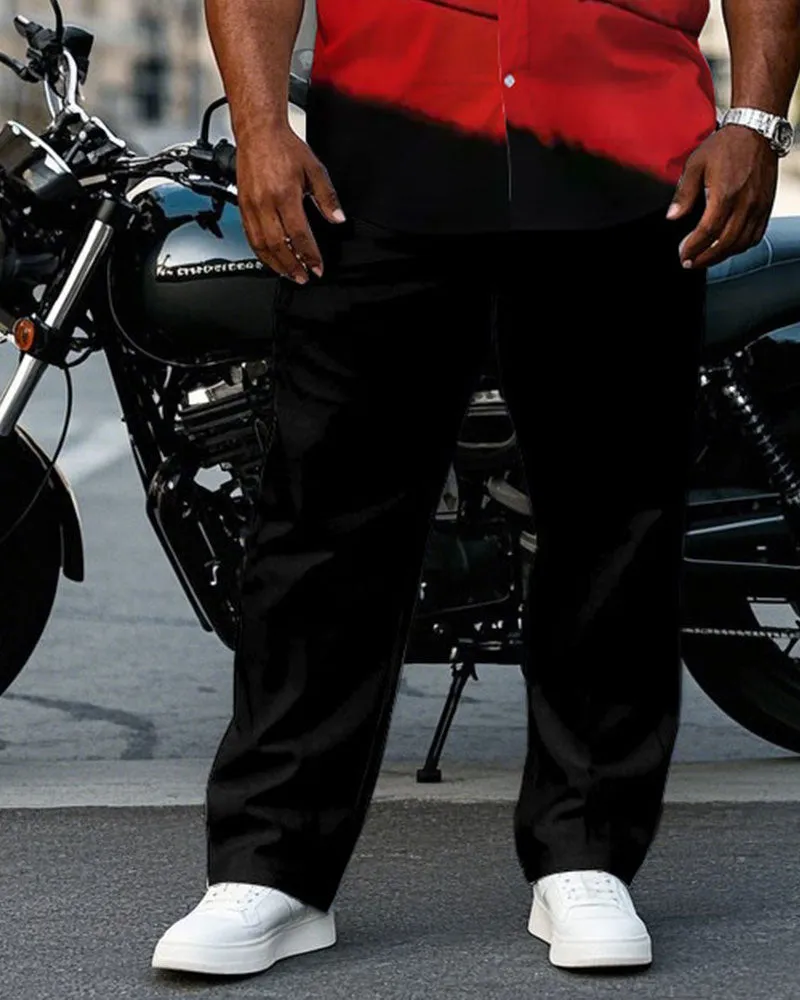 Men's Plus Size Black & Red Personality Ink Short-sleeved Shirt Pants Suit sold by Biggmans product image thumbnail 3