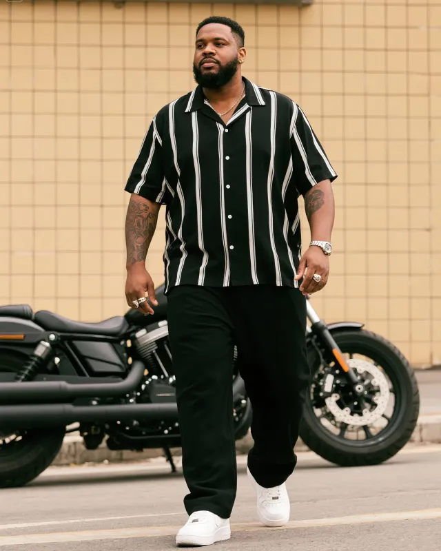 Big Boy Striped Short Sleeve Shirt Trousers Suit sold by Biggmans