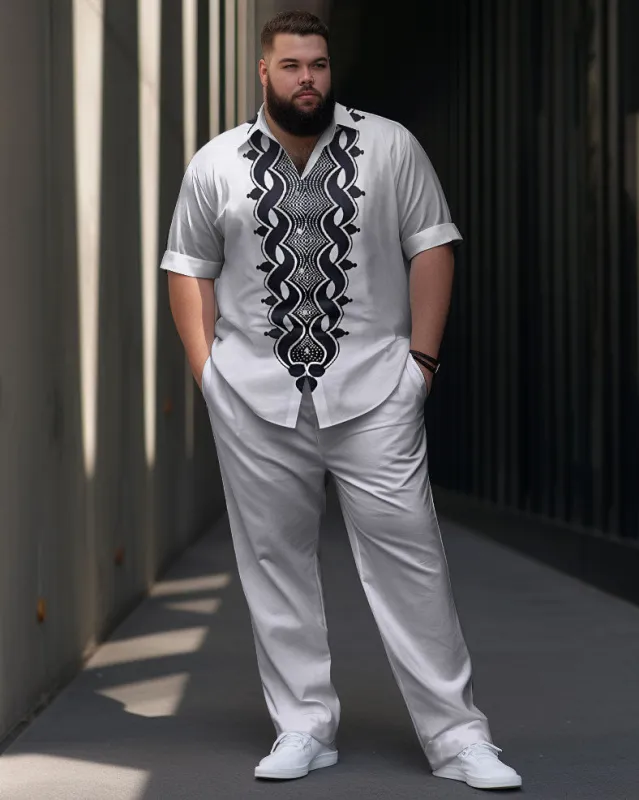 Men's Plus Size Gradient Retro Ethnic Short Sleeve Walking Suit sold by Biggmans