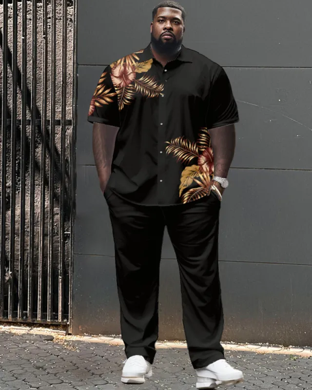 Floral Pattern Large Size Classic Print Men's Short Sleeve Trousers Set sold by Biggmans