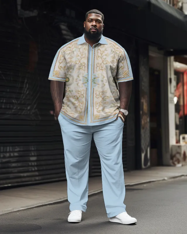 Men's Big & Tall Elegant Classic Geometric Short Sleeve Shirt Shorts Set sold by Biggmans