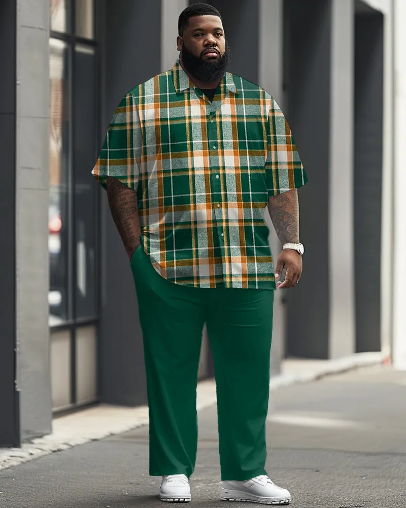Classic Green Plaid Short Sleeve Shirt Trousers Set Men's Big & Tall sold by Biggmans