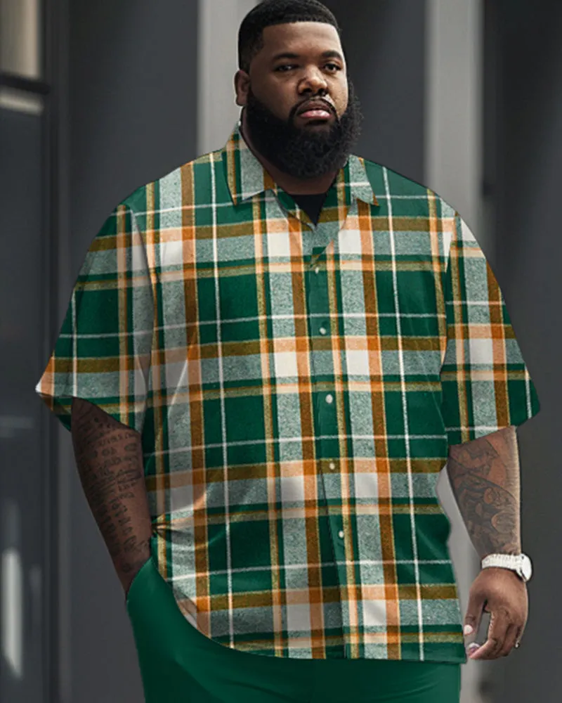 Classic Green Plaid Short Sleeve Shirt Trousers Set Men's Big & Tall sold by Biggmans product image thumbnail 2