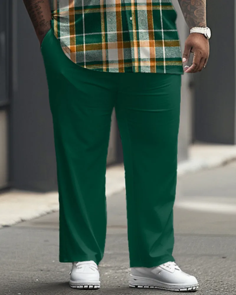 Classic Green Plaid Short Sleeve Shirt Trousers Set Men's Big & Tall sold by Biggmans product image thumbnail 3