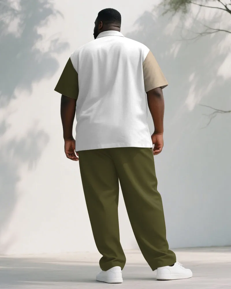 Big & Tall Men's Business Green Colorblock Striped Print Pocket Short Sleeve Shirt Pants Suit sold by Biggmans product image thumbnail 4