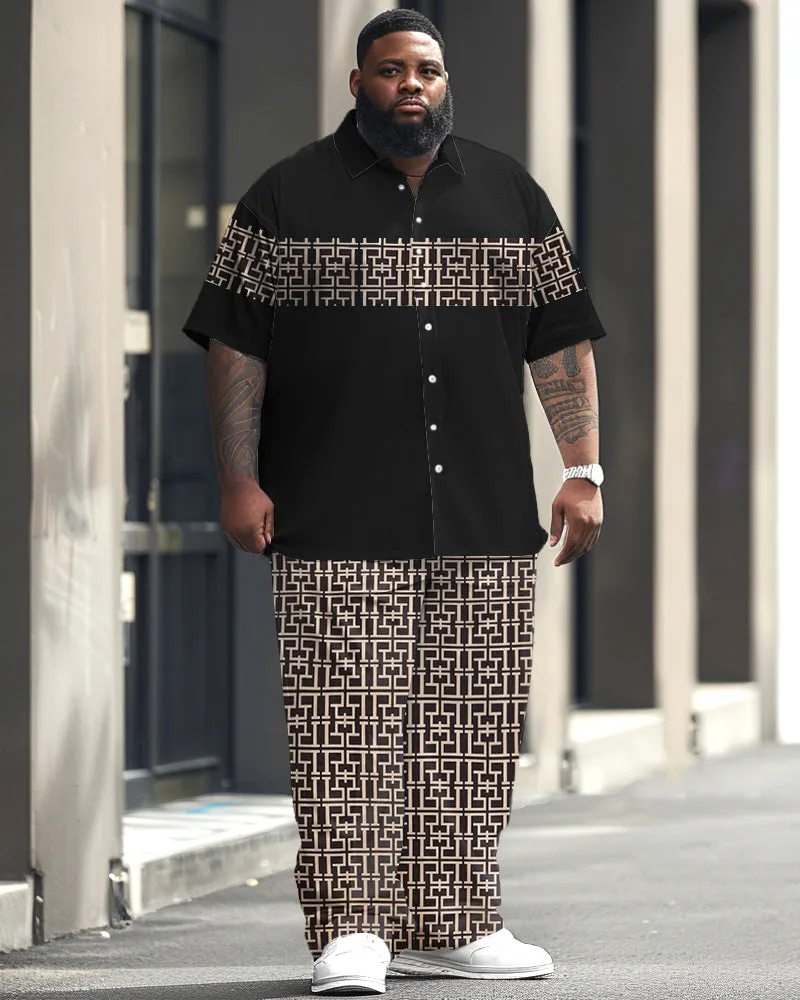 Men's Big & Tall Business Casual Geometric Print Short Sleeve Shirt Set sold by Biggmans