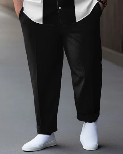 Men's Big & Tall Simple Black And White Stripe Print Short Sleeve Shirt Set sold by Biggmans product image thumbnail 3