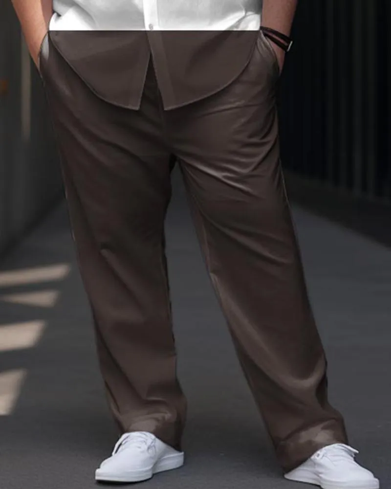 Men's Big & Tall Business Simple Color Matching Thick Line Short Sleeve Shirt Trousers Set sold by Biggmans product image thumbnail 3