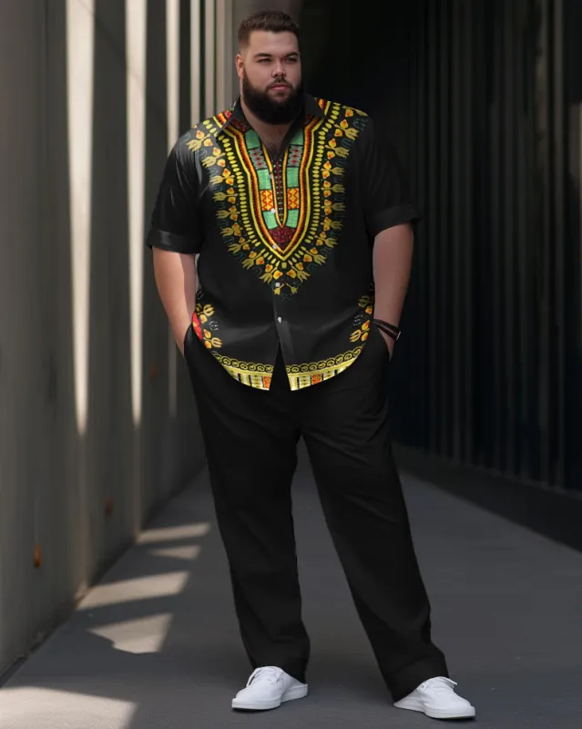 Men's Plus Size Gradient Retro Classic Short Sleeve Walking Set sold by Biggmans