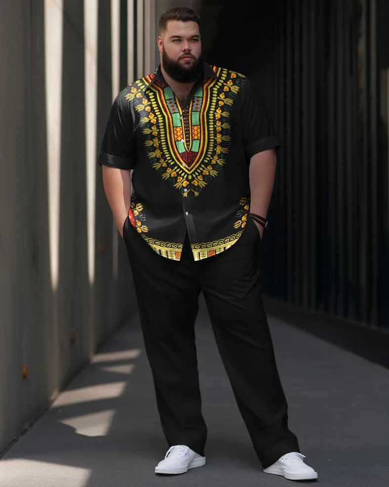 Men's Plus Size Gradient Retro Classic Short Sleeve Walking Set sold by Biggmans