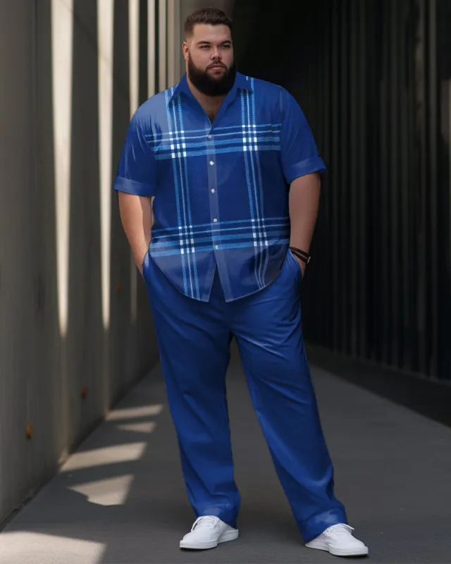 Big Guys Business Classic Check Short Sleeve Shirt Trousers Set made by Biggmans