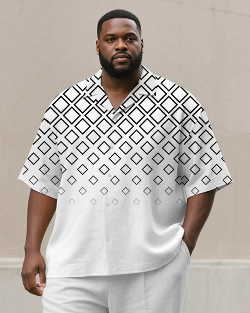 Men's Plus Size Simple Gradient Diamond Print Short Sleeve Shirt Trousers Suit sold by Biggmans product image thumbnail 2
