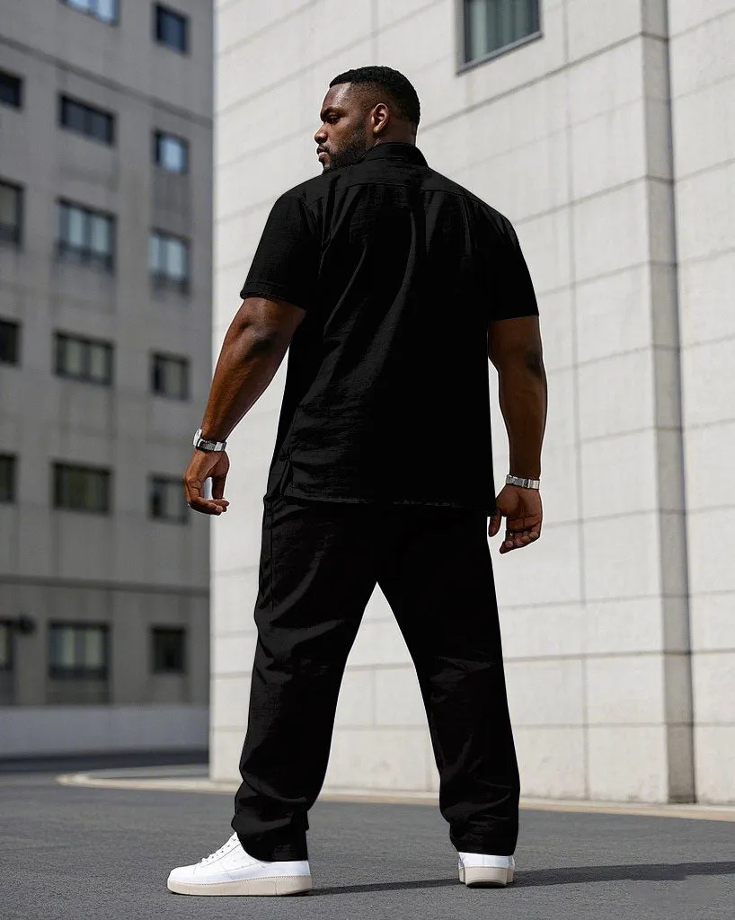 Men's Plus Size Black & Red * White Simple Color Block Daily Casual Short Sleeve Shirt Trousers Suit sold by Biggmans product image thumbnail 4