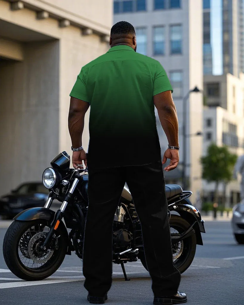 Men's Plus Size Black & Green Gradient Short Sleeve Shirt Trousers Suit sold by Biggmans product image thumbnail 4