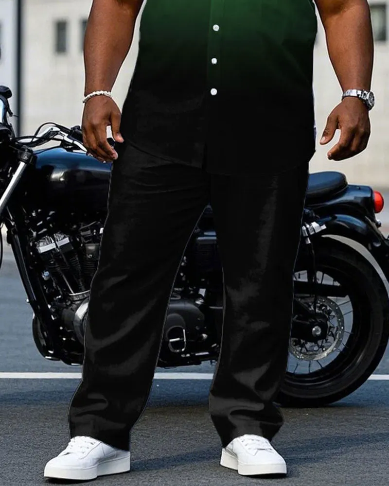 Men's Plus Size Black & Green Gradient Short Sleeve Shirt Trousers Suit sold by Biggmans product image thumbnail 3