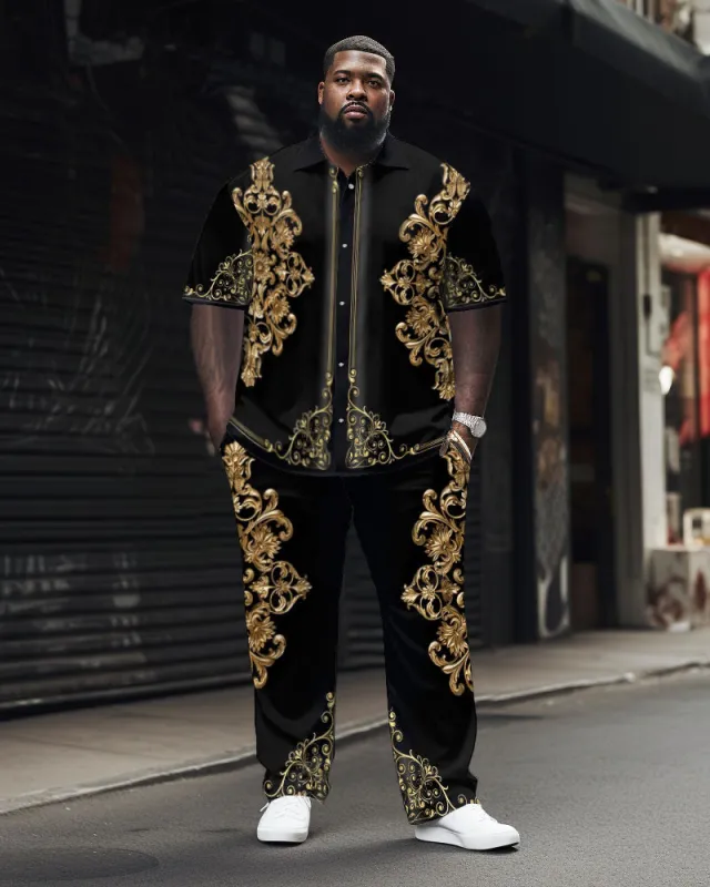 Men's Big and Tall Retro Classic Pattern Short Sleeve Shirt Set sold by Biggmans