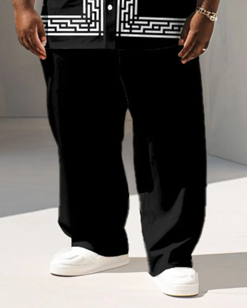 Men's Big and Tall Business Simple Greek Key Geometric Print Short Sleeve Shirt Set sold by Biggmans product image thumbnail 3