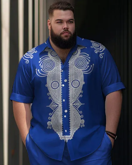 Men's Plus Size Gradient Retro Ethnic Short Sleeve Walking Set sold by Biggmans product image thumbnail 2