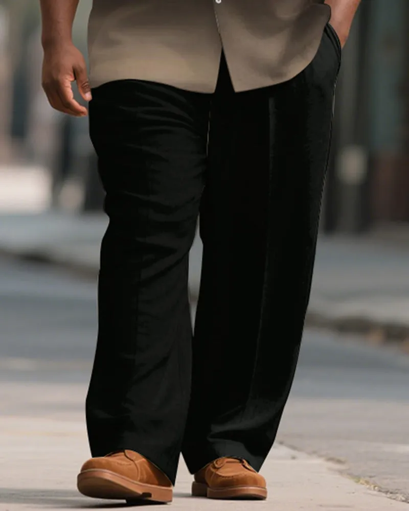 Men's Plus Size Simple Black Brown Gradient Print Short Sleeve Shirt Trousers Suit sold by Biggmans product image thumbnail 3