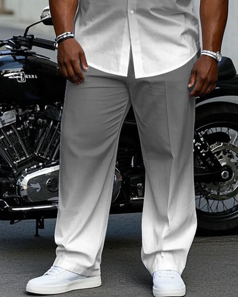 Men's Plus Size Business Gray Gradient Short Sleeve Shirt Trousers Suit sold by Biggmans product image thumbnail 3