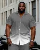 Men's Plus Size Business Gray Gradient Short Sleeve Shirt Trousers Suit sold by Biggmans