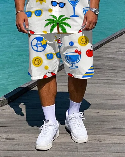 Men's Big & Tall Cartoon Hawaiian Theme Sailboat Printed Short Sleeve Shirt Shorts Set sold by Biggmans product image thumbnail 3