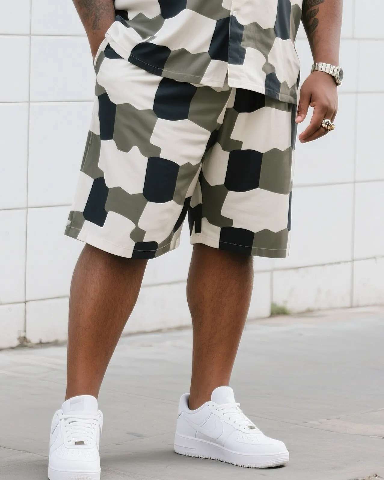 Big Man's Daily Casual Board Square Puzzle Short Sleeve Shirt Shorts Suit sold by Biggmans product image thumbnail 3