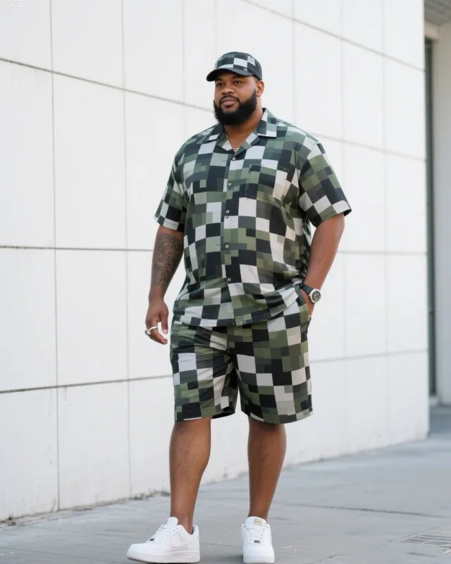 Big Men's Outdoor Mountain Climbing Activities Pair Style Camouflage Short Sleeve Shirt Shorts Suit sold by Biggmans