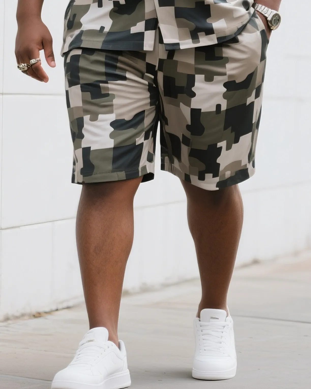 Big Man's Daily Casual Square Creative Camouflage Short Sleeve Shirt Shorts Suit sold by Biggmans product image thumbnail 3
