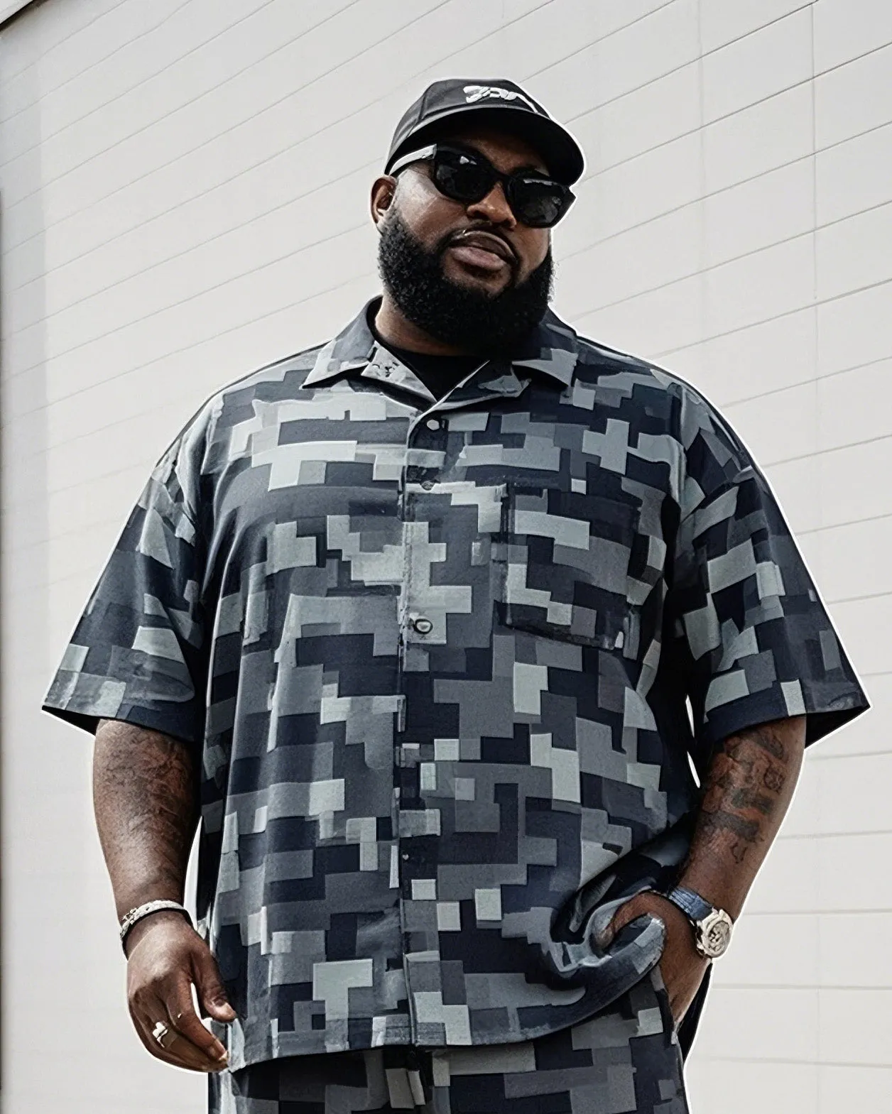 Big Men's Outdoor Mountain Climbing Activities Pair Style Camouflage Short Sleeve Shirt Shorts Suit sold by Biggmans product image thumbnail 2