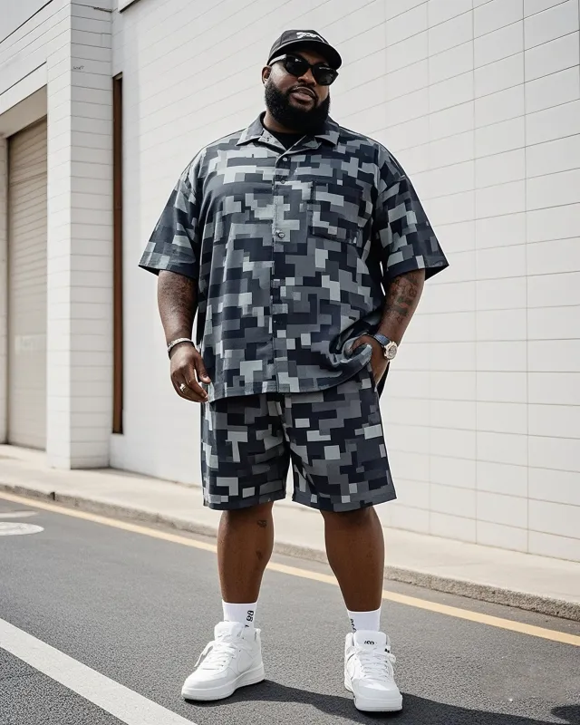 Big Men's Outdoor Mountain Climbing Activities Pair Style Camouflage Short Sleeve Shirt Shorts Suit sold by Biggmans