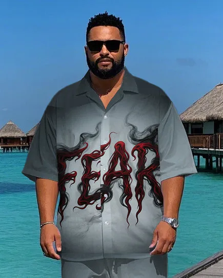 Big Men's Smog Effect Abstract FEAR Lettering Short-Sleeve Shirt and Shorts Set sold by Biggmans product image thumbnail 2