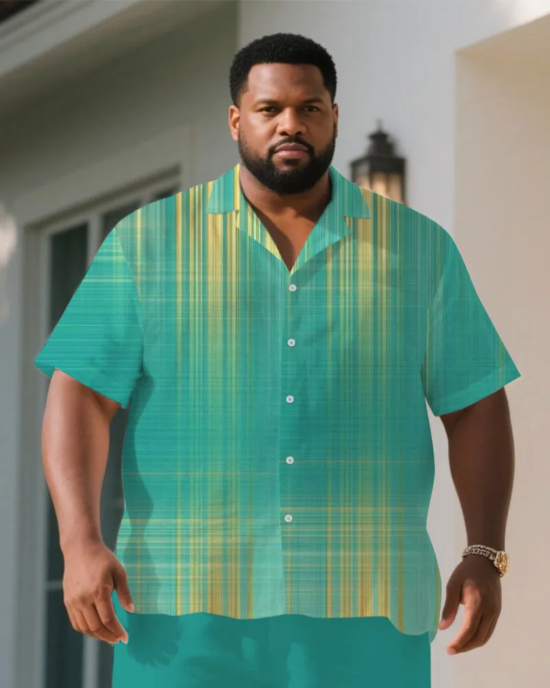 Men's Plus Size Green & Yellow Photon Print Short Sleeve Shirt Shorts Suit sold by Biggmans product image thumbnail 2
