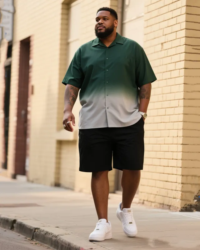 Big Men's Green Gradient Grey Short Sleeve Shirt Shorts Suit sold by Biggmans