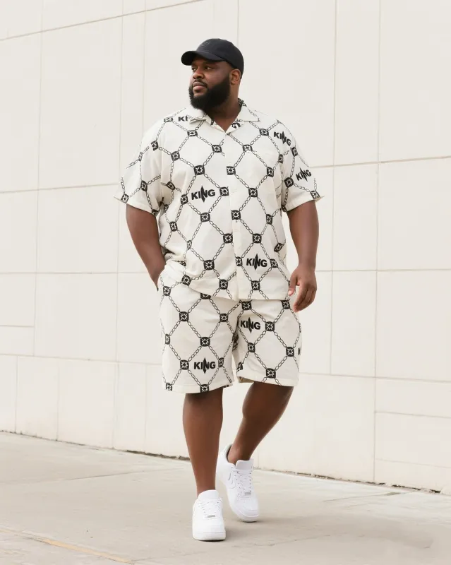 Big & Tall Men's Summer Daily Leisure KING/Broken Four-Corner Star Shirt Shorts Suit sold by Biggmans