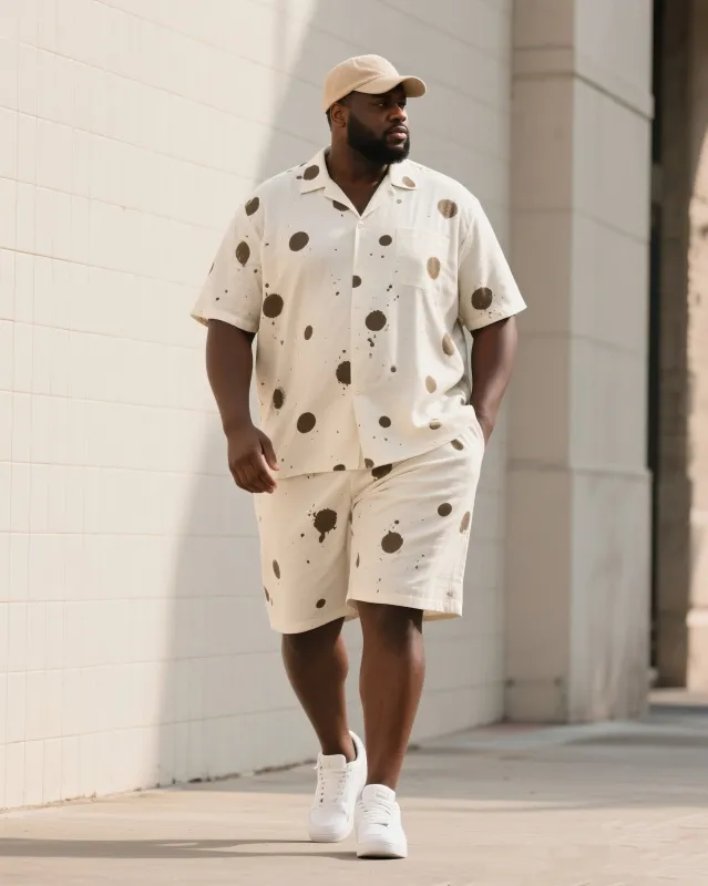 Big & Tall Men's Summer Daily Casual Dot Short Sleeve Shirt Shorts Suit sold by Biggmans