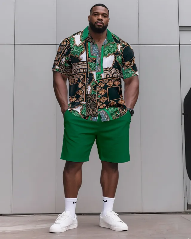 Big & Tall Men's Daily Leisure. High-grade Irregular Print Shirt Shorts Suit sold by Biggmans