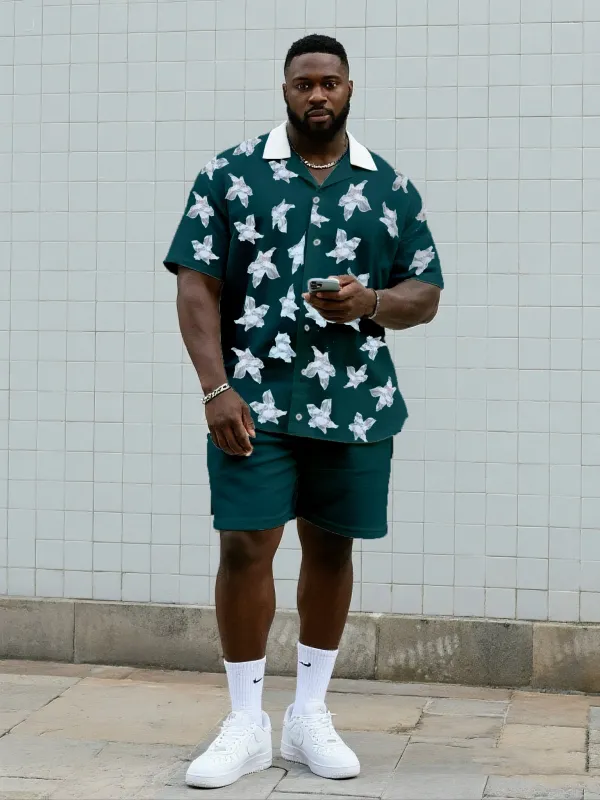Big & Tall Men's Daily Leisure. Irregular Pentagram Floral Print Shirt Shorts Suit sold by Biggmans