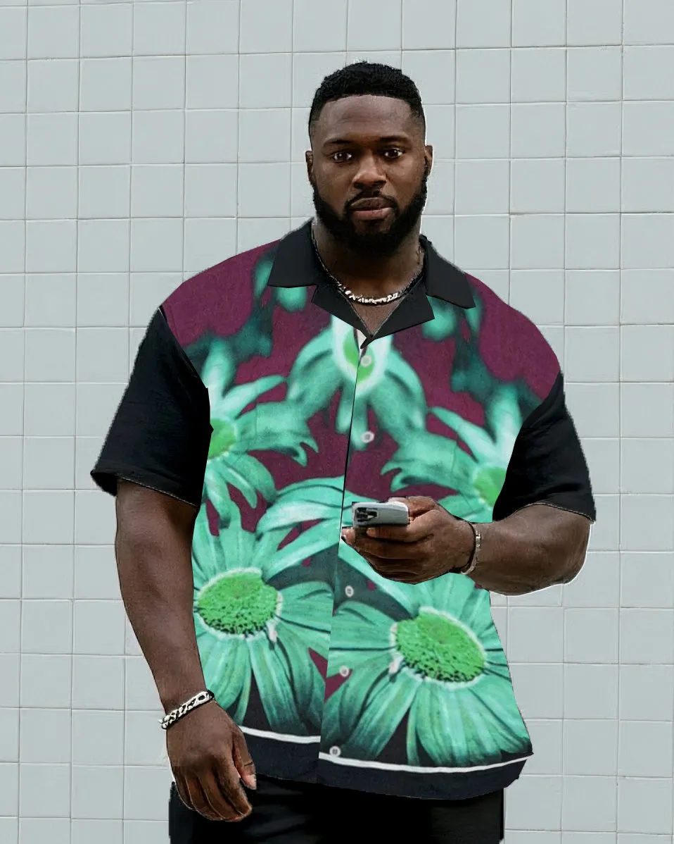 Big & Tall Men's Daily Leisure. Vintage Floral Gradient Shirt Shorts Suit sold by Biggmans product image thumbnail 2