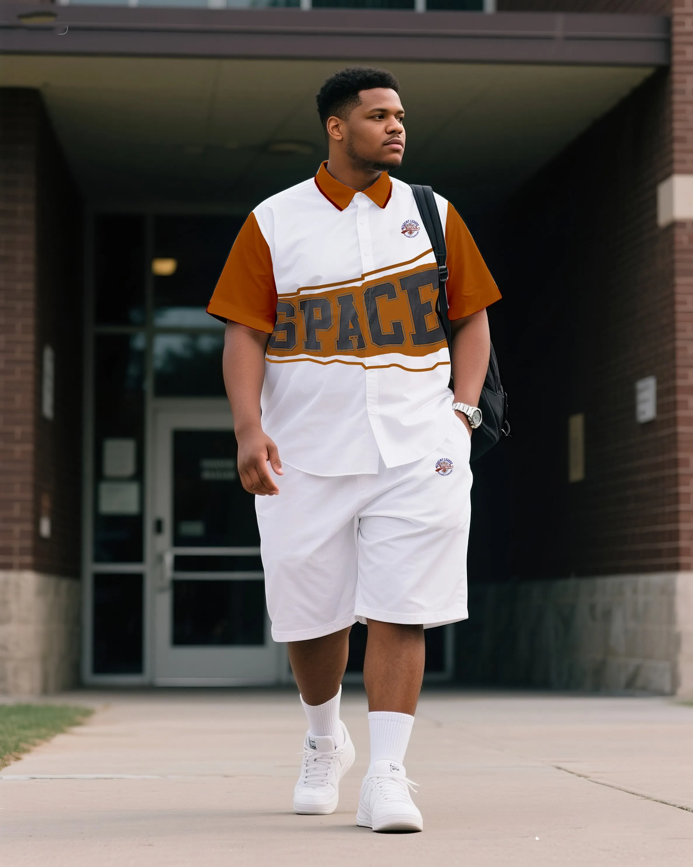 Big & Tall Men's Daily Leisure. Original Design Academy Style Stitching Collision Color-space. Printed Short Sleeve Shirt Shorts Suit sold by Biggmans