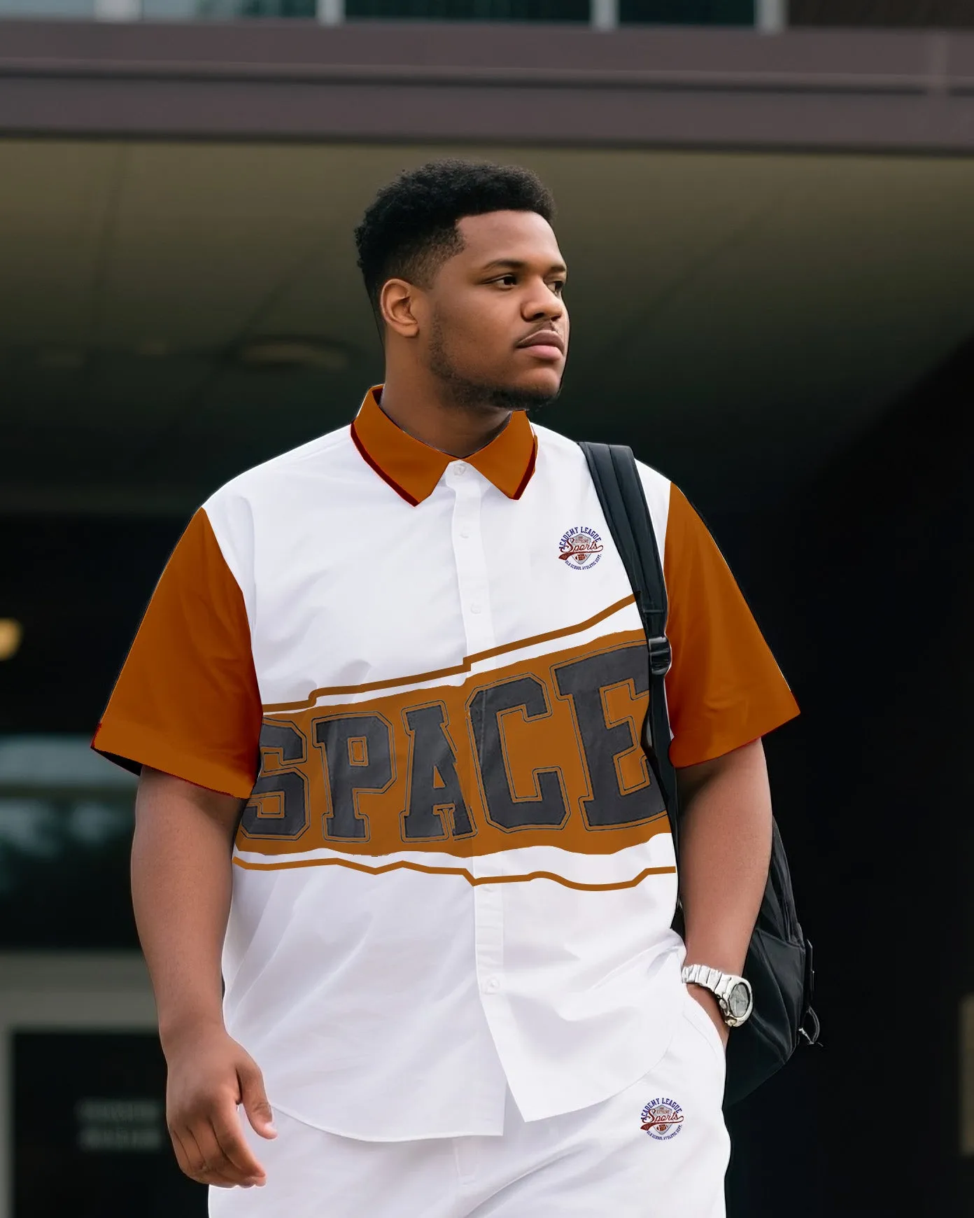 Big & Tall Men's Daily Leisure. Original Design Academy Style Stitching Collision Color-space. Printed Short Sleeve Shirt Shorts Suit sold by Biggmans product image thumbnail 2