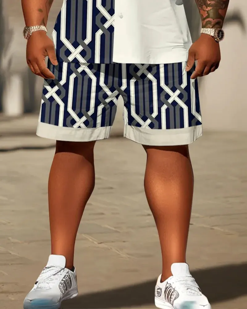 Men's Plus Size Daily Casual Geometric Patchwork Printed Shirt Shorts Suit sold by Biggmans product image thumbnail 3