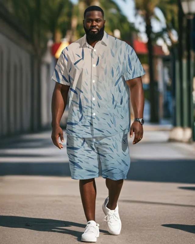 Men's Plus Size Hawaiian Gradient Fish Print Shirt Shorts Suit sold by Biggmans