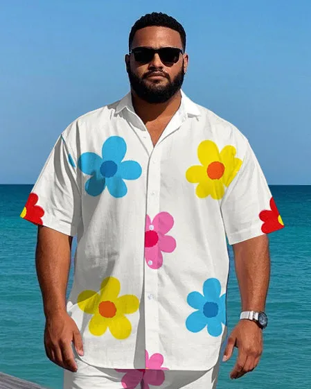 Big Men's Hawaii Theme Romantic Small Flower Printed Daily Casual Short Sleeve Shirt Shorts Set sold by Biggmans product image thumbnail 2