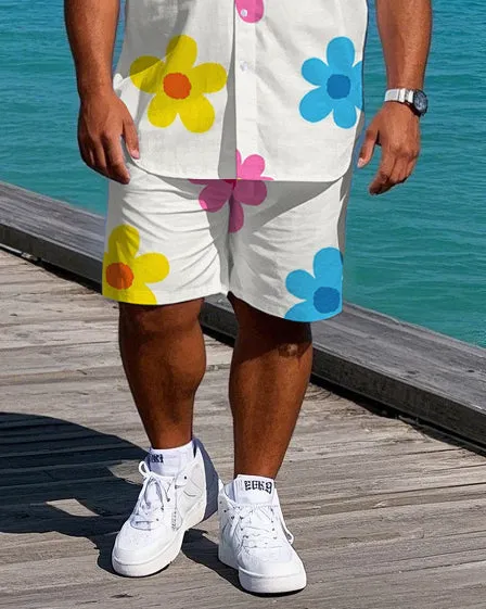 Big Men's Hawaii Theme Romantic Small Flower Printed Daily Casual Short Sleeve Shirt Shorts Set sold by Biggmans product image thumbnail 3
