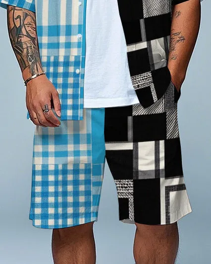 Men's Daily Casual Splicing Plaid Style Big Size Short Sleeve Shirt and Shorts Set sold by Biggmans product image thumbnail 3