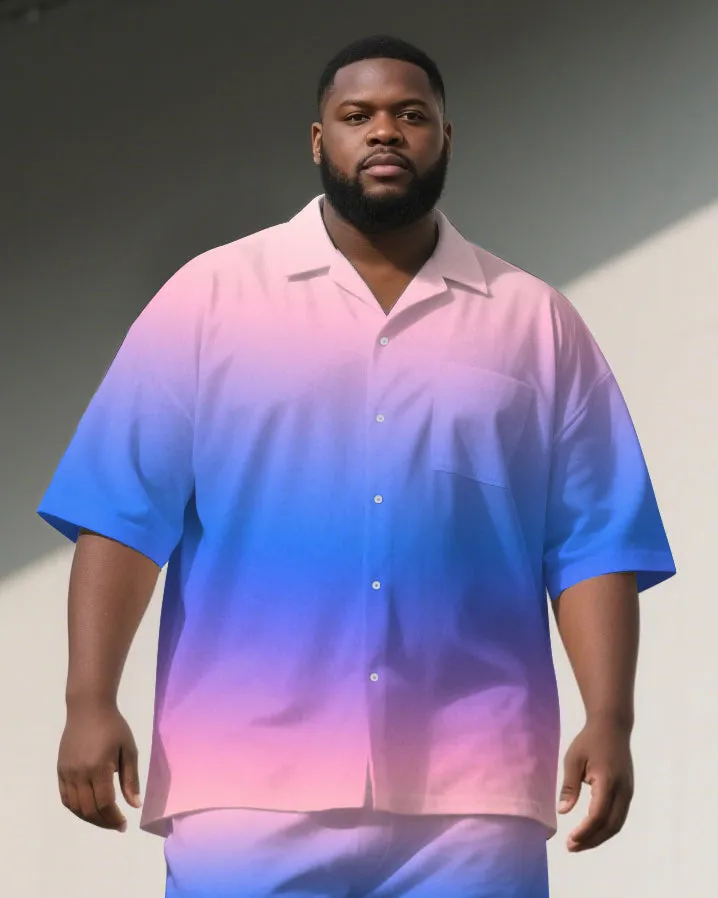 Big Men's Violet Theme Gradient Effect 2-Piece Short Sleeve Shirt and Shorts Suit sold by Biggmans product image thumbnail 2