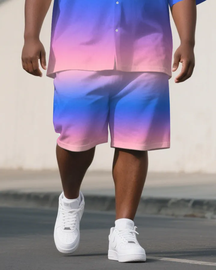 Big Men's Violet Theme Gradient Effect 2-Piece Short Sleeve Shirt and Shorts Suit sold by Biggmans product image thumbnail 3