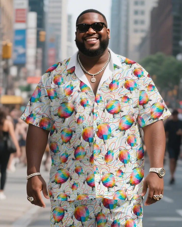 Big & Tall Men's Hawaiian Sea Turtle Stripes Shirt Shorts Suit sold by Biggmans product image thumbnail 2