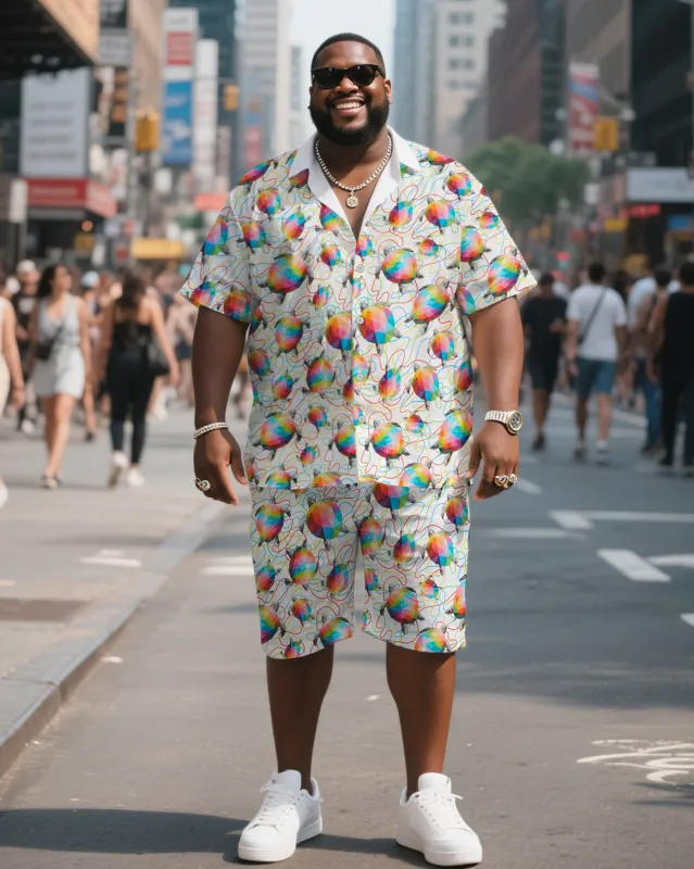 Big & Tall Men's Hawaiian Sea Turtle Stripes Shirt Shorts Suit sold by Biggmans